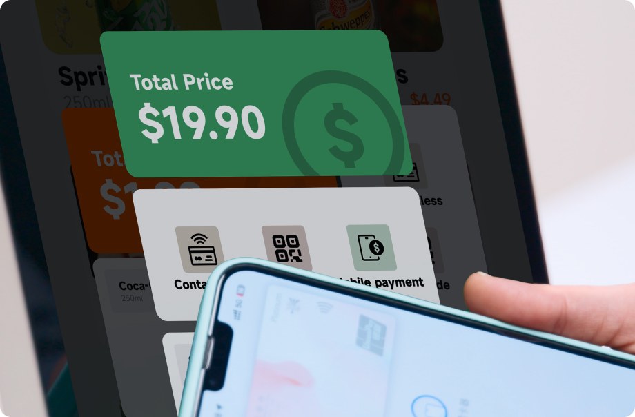 NFC on screen, Tap to Pay.